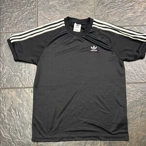 Adidas Men's Black Tee with White Stripes